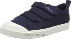 Clarks barn blå marine lerret marine lerret clarks unisex barnebyvibe k lave sneakers 8N86P923 blått marine lerret marine lerret