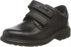 Clarks barn black clarks gutte remi tempo t wide fit skoleuniformsko 8N86P152 Svart lær