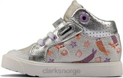 Clarks barn city pop småbarn tekstil lerret sølv kombi ize clarks 8N86P2295