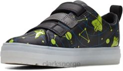 Clarks barn clarks boy's flare cosmo k sneaker svart kombi 8N86P458 svart kombi