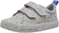 Clarks barn clarks boy's foxing print k sneaker grå lerret 8N86P226 grått lerret