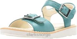 Clarks barn clarks girls' crown bloom t sling back sandaler blå blågrønt skinn 8N86P146 blått skinn
