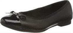 Clarks barn clarks girl's scala bloom k ballettleiligheter svart 8N86P450 svart skinn svart skinn