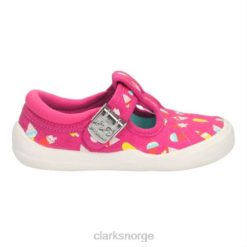 Clarks barn clarks hot pink stoff briley bue fst e fit 8N86P4593 varmt rosa stoff