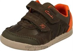 Clarks barn clarks rex leke småbarn khaki grønt skinn barnesko rip tape 6 g khaki skinn 8N86P1744