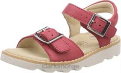 Clarks barn clarks rosa skinn jenter krone blomst t sling back sandaler 8N86P2497 rosa skinn