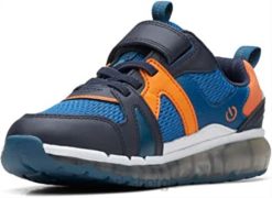 Clarks barn clarks spark flash ko blå kombinasjon av materialer gutter trenere barn 8N86P480