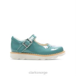 Clarks barn crown jump fst f fit clarks teal leather 8N86P4621 blågrønt skinn