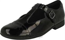 Clarks barn jenter laser detaljerte t-bar sko scala spirit k black clarks 8N86P398 svart