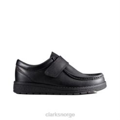 Clarks barn sort skinn mendip ren jnr f fit clarks 8N86P4868 Svart lær