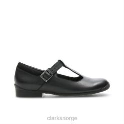 Clarks barn svart skinn clarks jamie sky inf g passform 8N86P4632 Svart lær