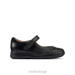 Clarks barn svart skinn clarks scooter jump inf f passform 8N86P4640 Svart lær