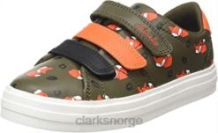 Clarks barn unisex barnesko nova early k sneaker clarks khaki kombinasjon 8N86P2407 kaki kombinasjon