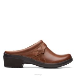 Clarks kvinner angie mist mørkt tan leather clarks mørk tan leather 8N86P6023 mørkt brunt skinn