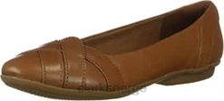 Clarks kvinner brunt skinn kvinners gracelmia ballet flat clarks 8N86P1572 brunt skinn