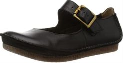 Clarks kvinner clarks janey juni sandaler med ankelrem for kvinner svart 8N86P650 Svart lær