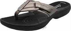 Clarks kvinner clarks kvinners brinkley jazz flip-flop tinnsvart 8N86P1562 tinnsvart
