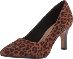 Clarks kvinner clarks kvinners illeana tulip pump mørk brun leopard semsket skinn 8N86P1746 mørk brun leopard semsket skinn