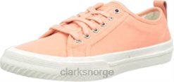 Clarks kvinner clarks kvinners roxby blonder sneaker coral canvas 8N86P306 koralllerret