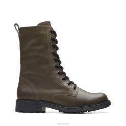 Clarks kvinner clarks mørk oliven lær orinoco 2 stil mørk oliven skinn 8N86P5257 mørkt olivenskinn