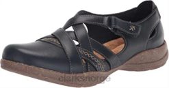 Clarks kvinner clarks roseville step mary jane flat marineblå skinn for kvinner 8N86P2858 marine skinn