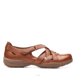 Clarks kvinner clarks roseville step tan skinn 8N86P3362 brunt skinn