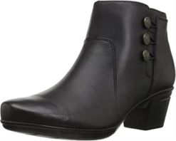 Clarks kvinner dame emslie monet ankel bootie clarks svart skinn 8N86P2551 Svart lær