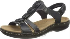 Clarks kvinner dame laurieann kay flat sandal clarks marineblå skinn 8N86P2063 marine skinn