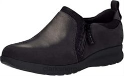Clarks kvinner dame un adorn zip sneaker clarks sort skinn semsket skinn kombi 8N86P327 sort skinn semsket kombi