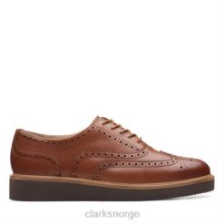 Clarks kvinner glickly brogue clarks mørk brunt skinn 8N86P3973 mørkt brunt skinn