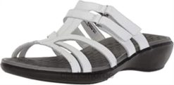 Clarks kvinner hvitt skinn Clarks ekkolodd pilotsandal for kvinner 8N86P1339 hvitt skinn
