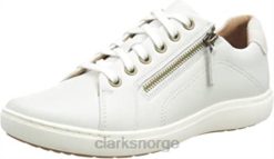 Clarks kvinner hvitt skinn kvinners nalle blonder sneaker clarks 8N86P2676 hvitt skinn