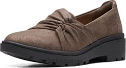 Clarks kvinner kvinners calla stil loafer flat bronse metallisk syntetisk clarks 8N86P198 bronse metallisk syntetisk