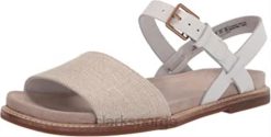 Clarks kvinner kvinners corsio stropp flat sandal clarks naturlig lerret 8N86P2255 naturlig lerret