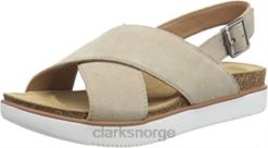 Clarks kvinner kvinners elayne cross slide sandal clarks sand semsket skinn 8N86P2687 sand semsket skinn