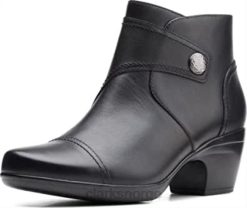 Clarks kvinner kvinners emily calle motestøvel svart skinn clarks 8N86P1854 Svart lær