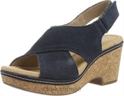 Clarks kvinner kvinners giselle cove wedge sandal clarks marine 8N86P1997 marinen
