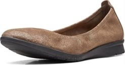Clarks kvinner kvinners jenette ease ballett flat clarks tinn metallic semsket skinn 8N86P53