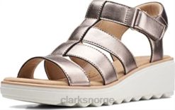 Clarks kvinner kvinners jillian quartz wedge sandal clarks metallisk syntetisk 8N86P2189 metallisk syntetisk