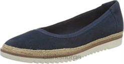 Clarks kvinner kvinners serena kellyn ballett flat marineblå semsket skinn clarks 8N86P278 marineblå semsket skinn