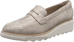 Clarks kvinner kvinners sharon ranch penn ny loafer beige tinn clarks 8N86P1462 beige tinn