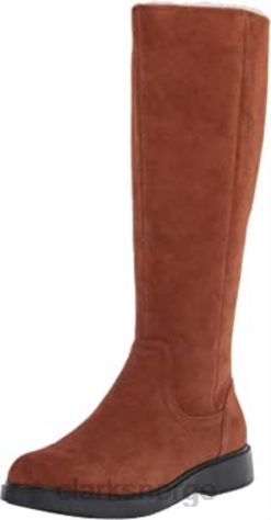 Clarks kvinner kvinners un elda hi fashion støvel mørk tan semsket skinn clarks 8N86P2478 mørk brun semsket skinn