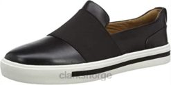 Clarks kvinner kvinners un maui step loafers clarks svart 8N86P1357 svart skinn svart skinn