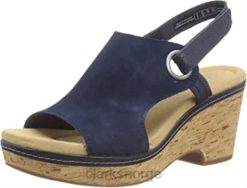 Clarks kvinner marineblå semsket skinn clarks kvinners giselle sjøsandal 8N86P544 marineblå semsket skinn