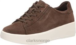 Clarks kvinner mørk oliven semsket clarks layton-sneaker for kvinner 8N86P1216 mørk oliven semsket skinn