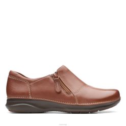 Clarks kvinner mørkt brunt skinn clarks appley zip 8N86P3288 mørkt brunt skinn