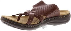 Clarks kvinner mørkt brunt skinn clarks kvinners laurieann kant flat sandal 8N86P235 mørkt brunt skinn