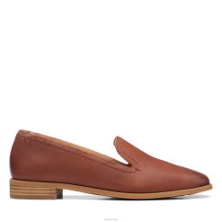 Clarks kvinner ren hall tan skinn clarks 8N86P3110 brunt skinn