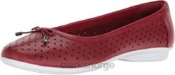 Clarks kvinner rødt skinn clarks kvinners gracellea ballett flat 8N86P1331 rødt skinn