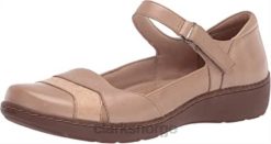 Clarks kvinner sandskinn syntetisk kombi dame cora abby mary jane flat clarks 8N86P2276 sandskinn syntetisk kombi